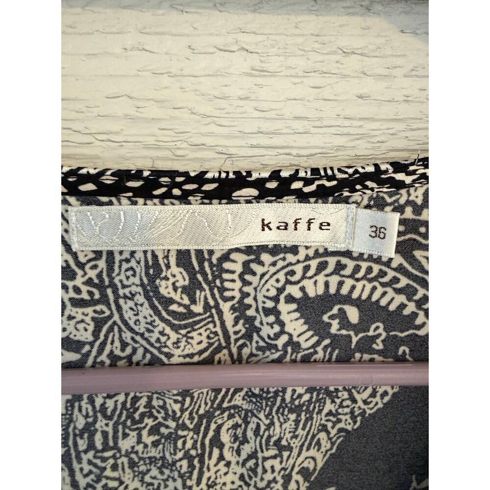 Kaffe Denmark Paisley Dress Size 36 Black White Kimono Sleeve Boho Mini - Picture 3 of 9